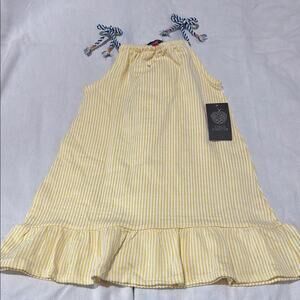 Vince Camuto 6 Yellow Striped Sundress with Ruffle Hem rope tie tank bows nwt